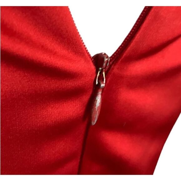 Oscar De La Renta Y2K Designer Maxi Dress Strapless Red Gown Prom Formal US 2 - Picture 8 of 16